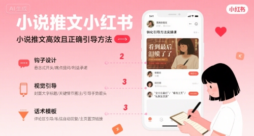 小说推文小红书高转化引导方法实操课，小说推文高效且正确引导方法-皓哥创业笔记