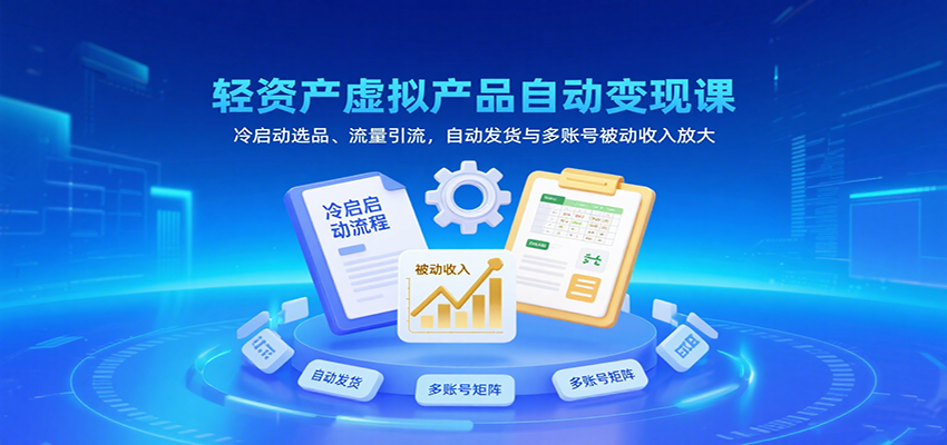 轻资产虚拟产品自动变现课，冷启动选品、流量引流，自动发货与多账号被动收入放大-皓哥创业笔记