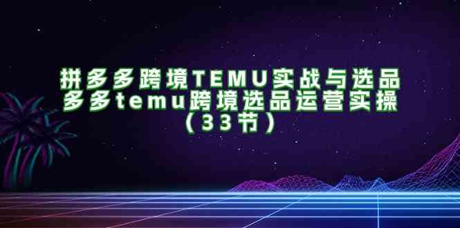 拼多多跨境TEMU实战与选品，多多temu跨境选品运营实操（33节）-皓哥创业笔记