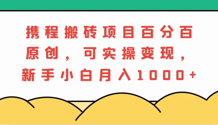 携程搬砖项目，百分百原创，可实操变现，新手小白月入1000+-皓哥创业笔记
