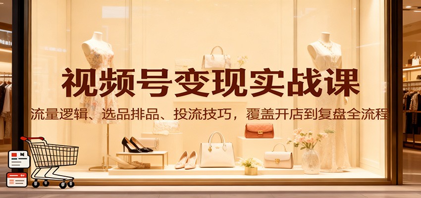 视频号变现实战课：流量逻辑、选品排品、投流技巧，覆盖开店到复盘全流程-皓哥创业笔记