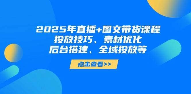 2025年短视频图文带货+直播带货：投放技巧、素材优化、后台搭建、全域投放等-皓哥创业笔记