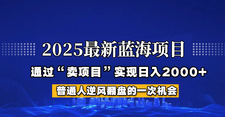 2025年蓝海项目，如何通过“网创项目”日入2000+-皓哥创业笔记