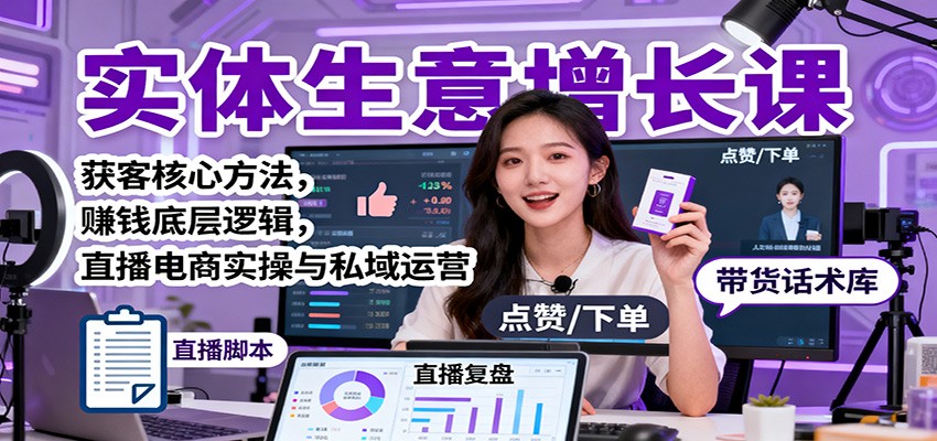 实体生意增长课：获客核心方法，赚钱底层逻辑，直播电商实操与私域运营-皓哥创业笔记