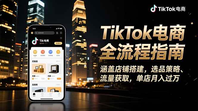 （16524期）TikTok电商全流程指南，涵盖店铺搭建、选品策略、流量获取，单店月入过万-皓哥创业笔记