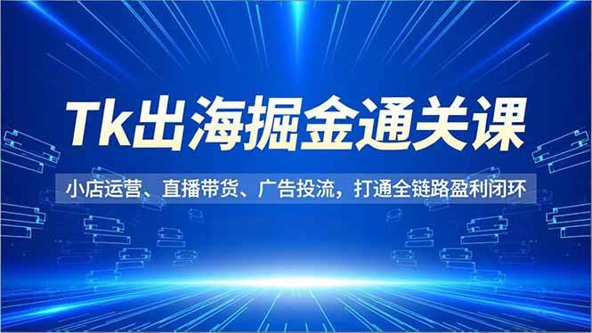 （16820期）Tk出海掘金通关课，小店运营、直播带货、广告投流，打通全链路盈利闭环-皓哥创业笔记