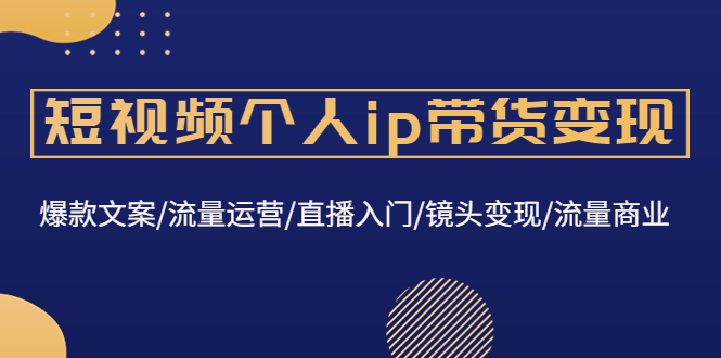 （4595期）短视频个人ip带货变现：爆款文案/流量运营/直播入门/镜头变现/流量商业-皓哥创业笔记