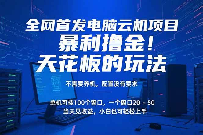 （15323期）电脑云机项目 暴力撸金玩法，不需要养机 配置没有要求 单机100个窗口一…-皓哥创业笔记