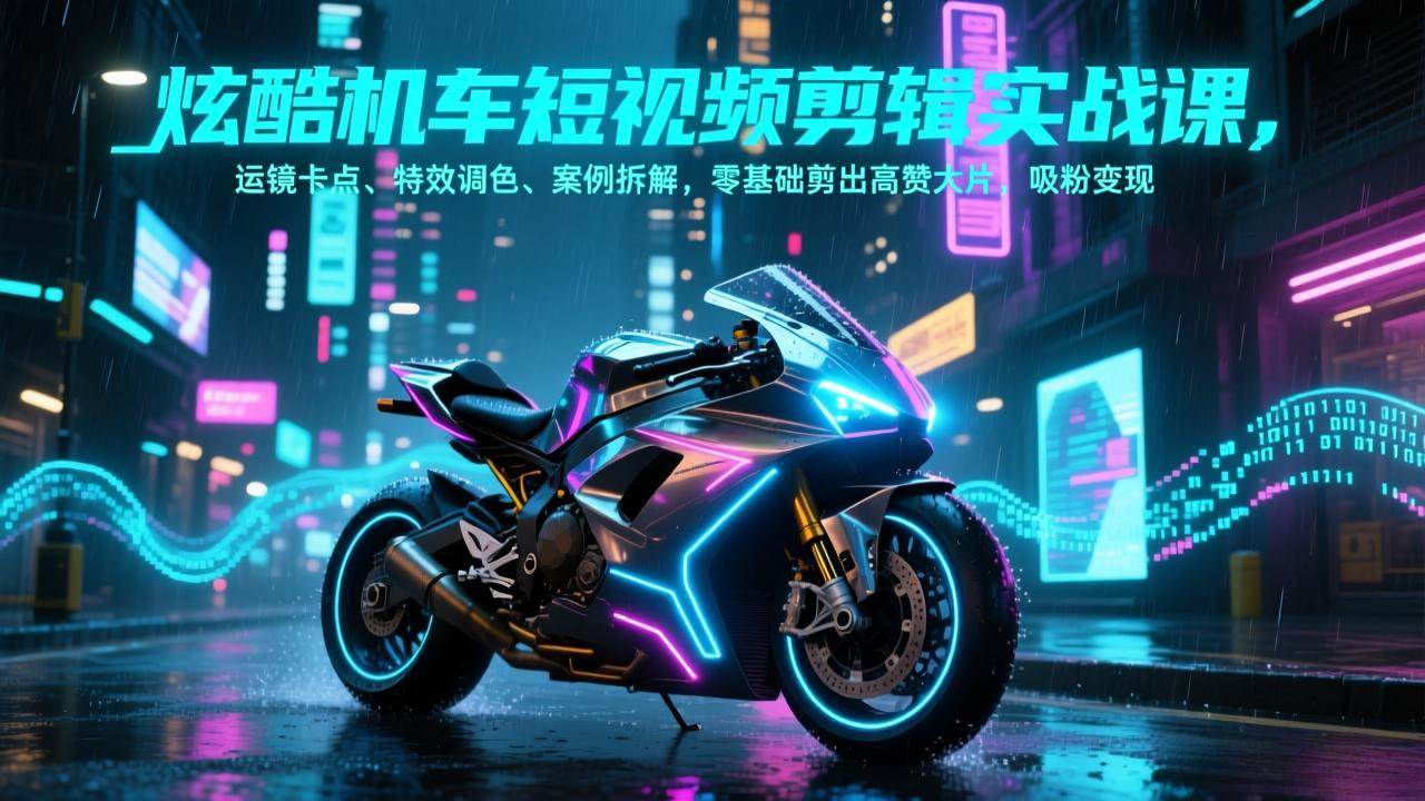 （17304期）炫酷机车短视频剪辑实战课，运镜卡点、特效调色、案例拆解，零基础剪出高赞大片，吸粉变现-皓哥创业笔记