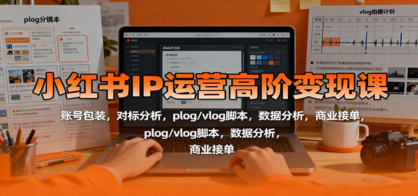 小红书IP运营高阶变现课：账号包装，对标分析，plog/vlog脚本，数据分析，商业接单-皓哥创业笔记