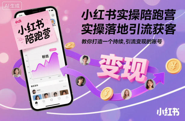 小红书实操陪跑营，实操落地引流获客，教你打造一个持续引流变现的账号-皓哥创业笔记