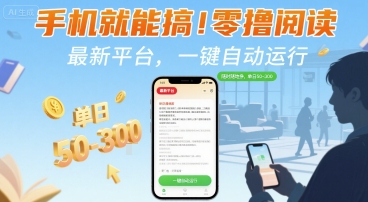 手机就能搞！零撸阅读挂G，最新平台，一键自动运行，随时随地挣，单日50-3张+【揭秘】-皓哥创业笔记