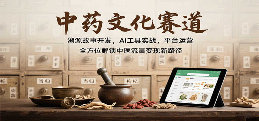 中药文化赛道：溯源故事开发，AI工具实战，平台运营，全方位解锁中医流量变现新路径-皓哥创业笔记