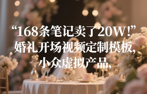 168条笔记卖了20W！婚礼开场视频定制模板，小众虚拟产品-皓哥创业笔记
