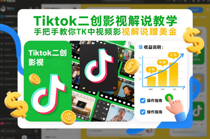 Tiktok二创影视解说教学，手把手教你TK中视频影视解说賺美金（更新26年1月）-皓哥创业笔记