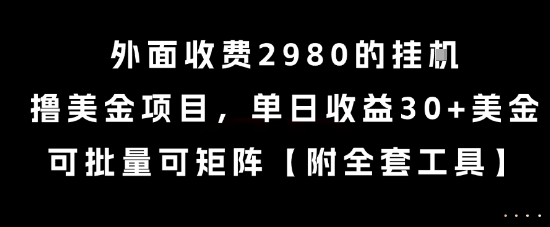 外面收费2980的挂G撸美金项目，单日收益30+美金，可批量可矩阵【揭秘】-皓哥创业笔记