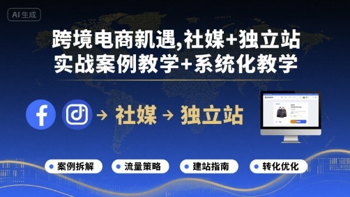 跨境电商新机遇，社媒+独立站，实战案例教学+系统化教学-皓哥创业笔记