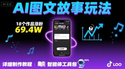 抖音爆火的ai图文故事玩法，18个作品涨粉69.4W，详细制作教程+智能体-皓哥创业笔记