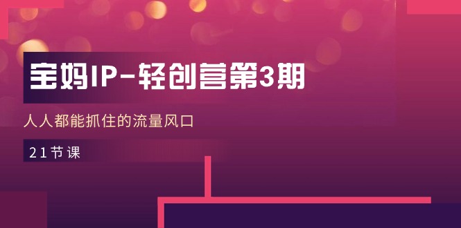 宝妈IP轻创营第3期，人人都能抓住的流量风口（21节课）-皓哥创业笔记