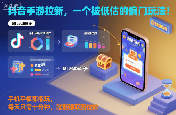 抖音手游拉新，一个被低估的偏门玩法！手机平板都能玩，每天只需十分钟，就能賺取四位数【揭秘】-皓哥创业笔记
