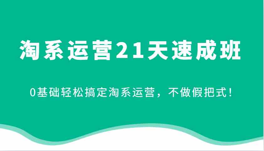 淘系运营21天速成班，0基础轻松搞定淘系运营，不做假把式！-皓哥创业笔记