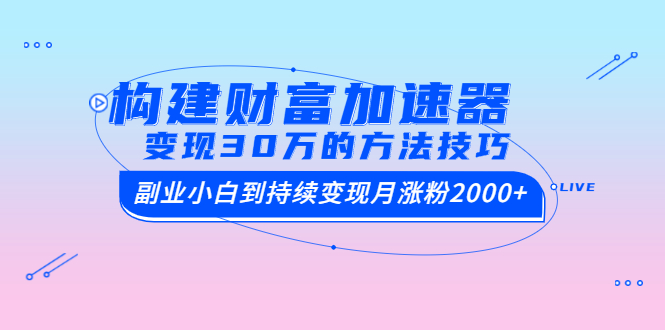 （1461期）构建财富加速器，副业小白到持续变现月涨粉2000+，变现30万的方法技巧-皓哥创业笔记