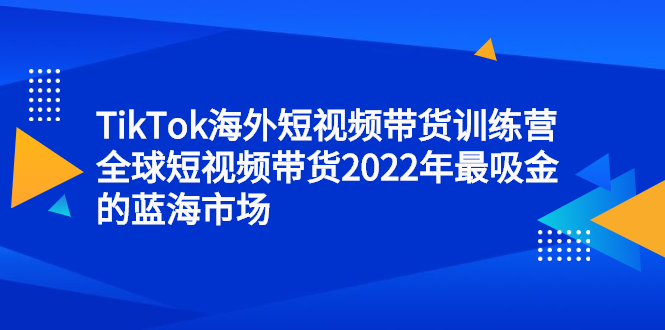 (2347期)TikTok海外短视频带货训练营,全球短视频带货2022年最吸金的蓝海市场