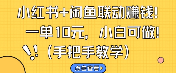 小红书+闲鱼联动挣钱，一单10元，小白可做-皓哥创业笔记
