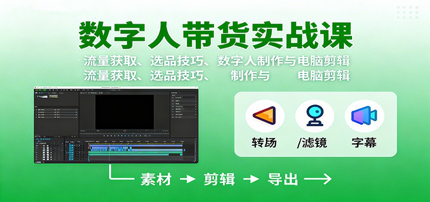 数字人变现实战课：流量获取、选品技巧、数字人制作与电脑剪辑-皓哥创业笔记