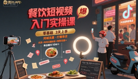 餐饮短视频入门实操课，引爆同城流量，打爆单店-皓哥创业笔记