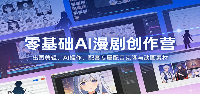 零基础AI漫剧创作营：出图剪辑、AI操作，配套专属配音克隆与动画素材-皓哥创业笔记