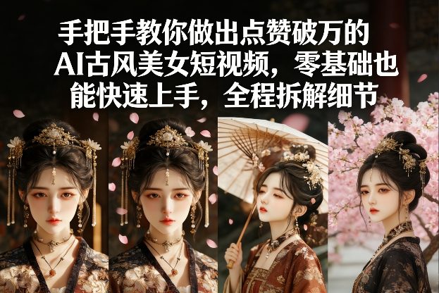 手把手教你做出点赞破万的AI古风美女短视频，零基础也能快速上手，全程拆解细节-皓哥创业笔记