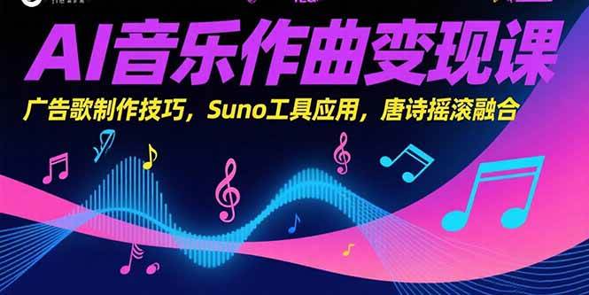 （15370期）AI音乐作曲变现课，广告歌制作技巧，Suno工具应用，唐诗摇滚融合-皓哥创业笔记