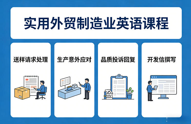 实用外贸制造业英语课程，教你专业处理送样请求、应对生产意外、回复品质投诉、撰写开发信等-皓哥创业笔记