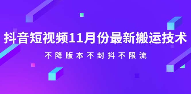 (2141期)抖音短视频11月份最新搬运技术,不降版本不封抖不限流!【视频课程】