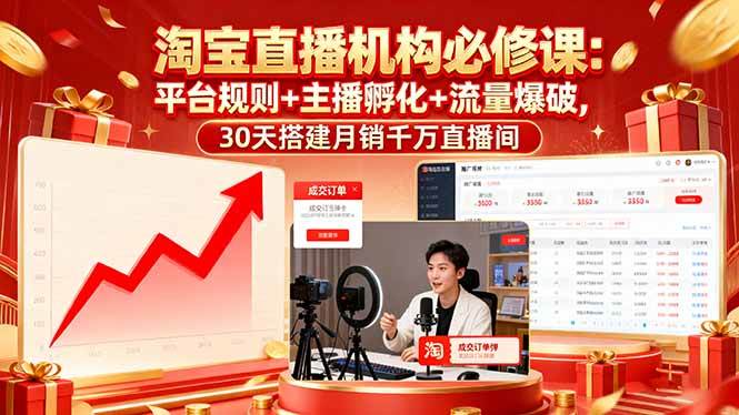 （16087期）淘宝直播机构必修课：平台规则/主播孵化/流量爆破,30天搭建月销千万直播间-皓哥创业笔记