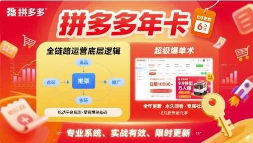 拼多多年卡【8月更新6节】拼多多全链路运营底层逻辑，超级爆单术-皓哥创业笔记