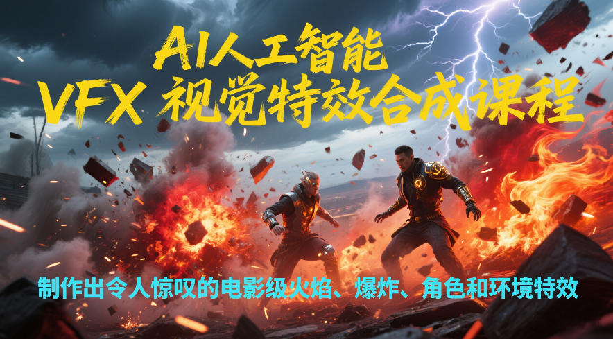AI人工智能VFX视觉特效合成课程，制作出令人惊叹的电影级火焰、爆炸、角色和环境特效-皓哥创业笔记
