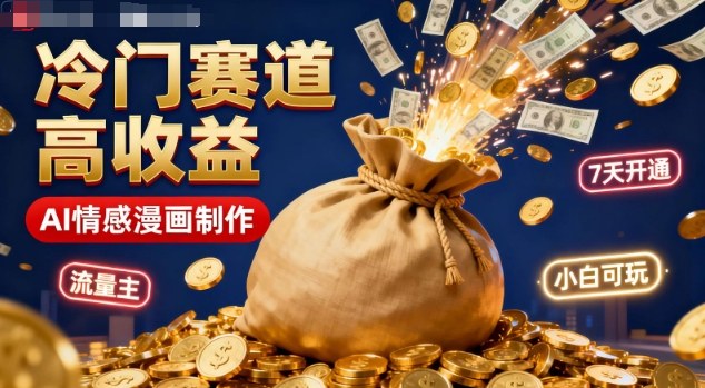 公众号冷门赛道，用AI做情感漫画，7天开通流量主，操作简单，小白可玩-皓哥创业笔记