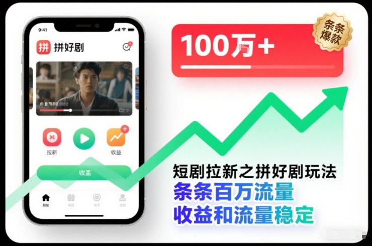 短剧拉新之拼好剧玩法，条条百万流量，收益和流量稳定-皓哥创业笔记