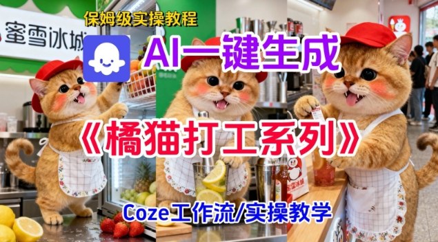 Coze扣子工作流一键生成胖橘猫打工短视频，保姆级实操搭建教学-皓哥创业笔记