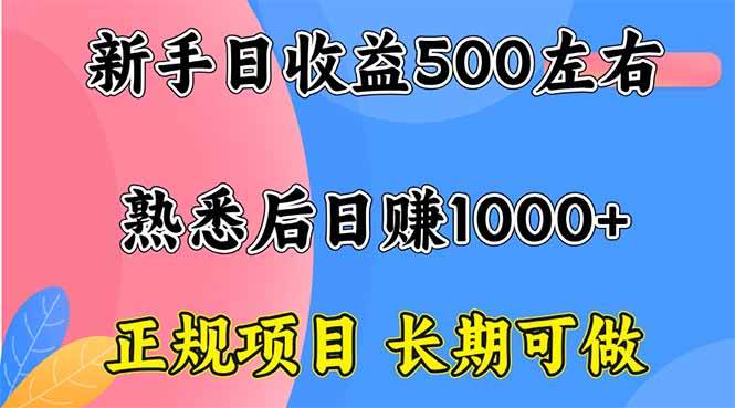 （16132期）新手日收益500+ 正规项目 长期可做-皓哥创业笔记