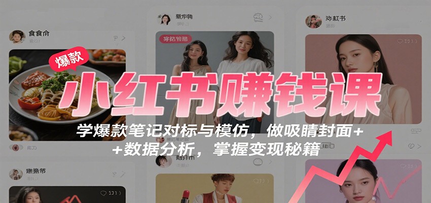 小红书赚钱课：学爆款笔记对标与模仿，做吸睛封面 + 数据分析，掌握变现秘籍-皓哥创业笔记