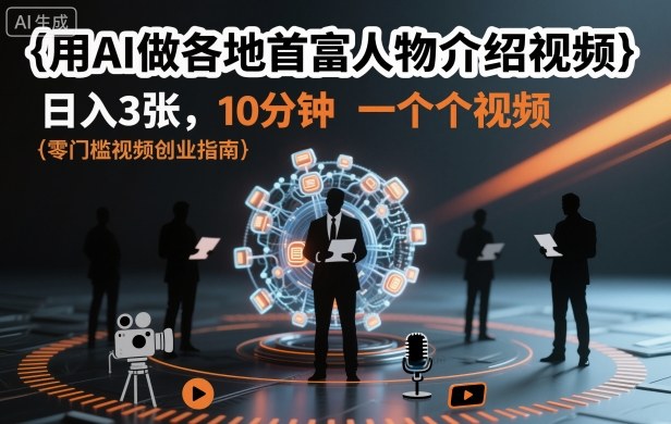 用AI做各地首富人物介绍视频，日入3张，10分钟一个视频-皓哥创业笔记