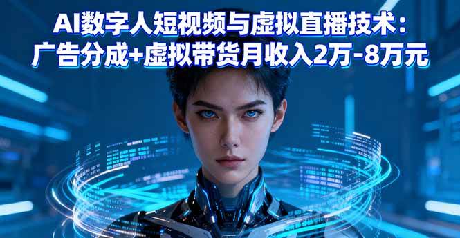 （16148期）AI数字人短视频与虚拟直播技术：广告分成+虚拟带货月收入2万-8万元-皓哥创业笔记