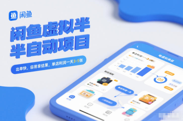 闲鱼虚拟半自动项目，出单快，容易拿结果，单店利润一天3-5张-皓哥创业笔记
