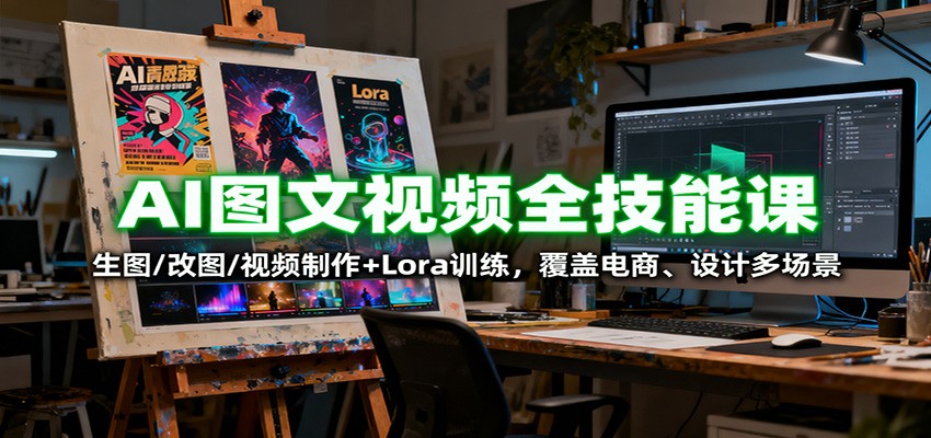 AI图文视频全技能课：生图/改图/视频制作+Lora训练，覆盖电商 、设计多场景-皓哥创业笔记