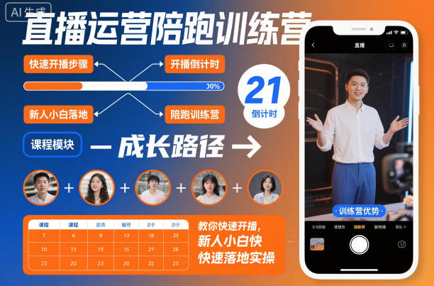 直播运营陪跑训练营，教你快速开播，新人小白快速落地实操-皓哥创业笔记