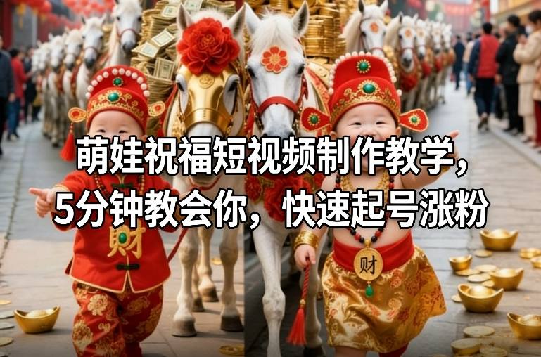 萌娃祝福短视频制作教学，5分钟教会你，快速起号涨粉-皓哥创业笔记