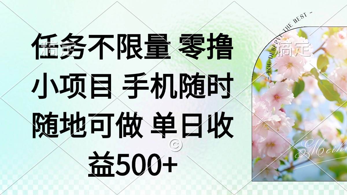 (14391期)零撸小项目 手机随时可做 任务不限量 单日收益500+-皓哥创业笔记